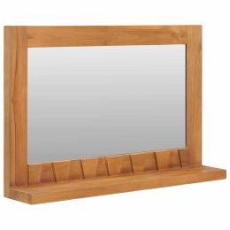 Wall Mirror with Shelf 23.6"x4.7"x15.7" Solid Teak Wood