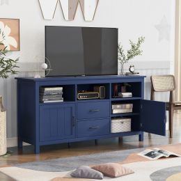 TV Stand for TV up to 68 in with 2 Doors and 2 Drawers Open Style Cabinet; Sideboard for Living room; Navy