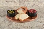 Charcuterie/ Serving Tray w/ 2 black ceramic bowls w/ lids