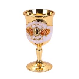 X6HD European Style Wine Glasses Retro Dinnerware Goblet Spirit Vodka Champagne Glasses Beverage Tumbler for Party Home Bar (Color: Golden hyacinth)