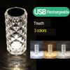 16 Colors Crystal Table Lamp Rose Light Romantic Diamond Atmosphere Light USB Touch Night Light For Bedroom Desk Party Decor