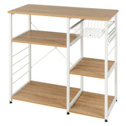 Home Kitchen Baker's Rack Microwave And Food Industrial Shelf (Color: Natural)