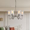 Modern American luxury style E26 glass chandelier iron 6 bulb living room chandelier, without bulb