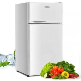 2 Doors Cold-rolled Sheet Compact Refrigerator (Color: White)