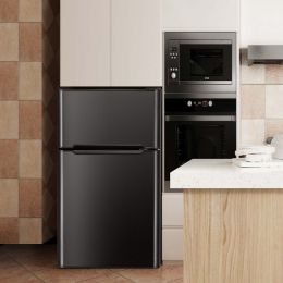 3.2 cu ft. Compact Stainless Steel Refrigerator (Color: Black)